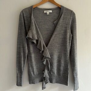 Banana Republic lightweight grey Angle Ruffle Cardigan womens XS